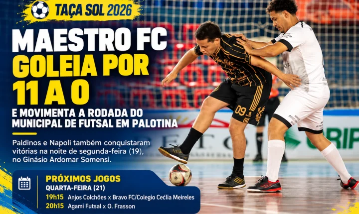 Maestro FC goleia por 11 a 0 e movimenta a rodada do Municipal de Futsal em Palotina
