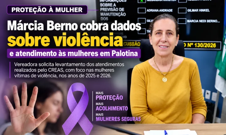 Márcia Berno cobra dados sobre violência e atendimento às mulheres em Palotina