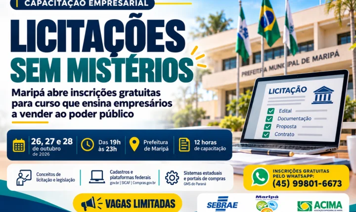 Maripá abre inscrições gratuitas para curso que ensina empresários a vender ao poder público