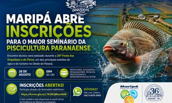 Maripá abre inscrições para o maior seminário da piscicultura paranaense