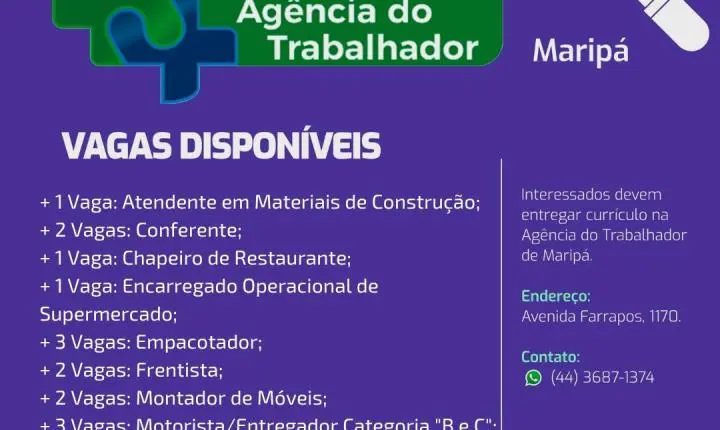  Maripá divulga 68 vagas de emprego e reforça importância da geração de oportunidades