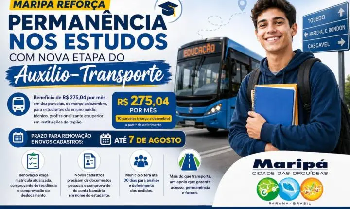 Maripá reforça permanência nos estudos com nova etapa do Auxílio-Transporte