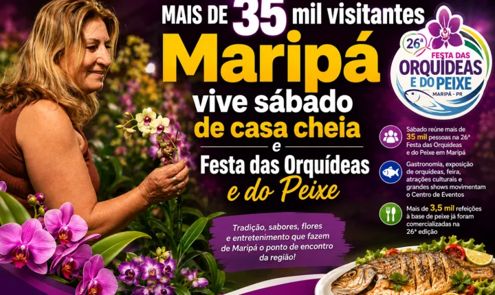 Maripá vive sábado de casa cheia na Festa das Orquídeas e do Peixe 