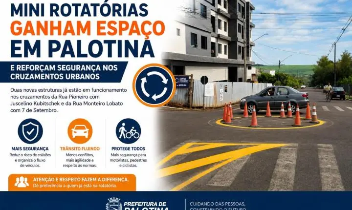 Mini rotatórias ganham espaço em Palotina e reforçam segurança nos cruzamentos urbanos