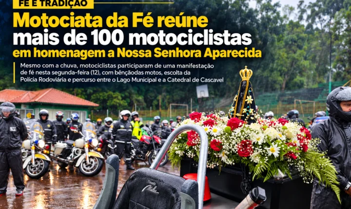 Motociata da Fé reúne mais de 100 motociclistas em homenagem a Nossa Senhora Aparecida