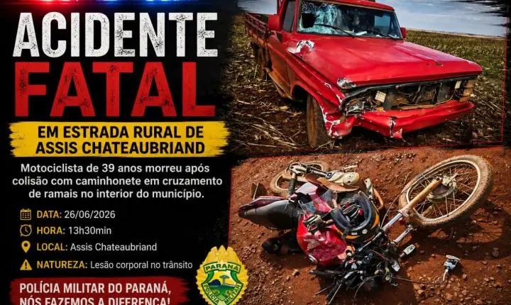 Motociclista morre após grave colisão com caminhonete
