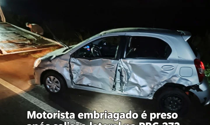 Motorista embriagado é preso após colisão lateral na PRC-272