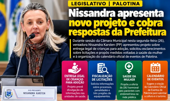 Nissandra apresenta novo projeto e cobra respostas da Prefeitura