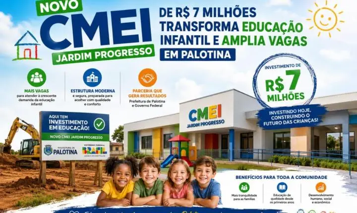 Novo CMEI de R$ 7 milhões transforma educação infantil e amplia vagas em Palotina
