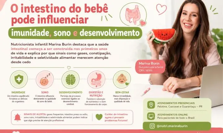 O intestino do bebê pode influenciar imunidade, sono e desenvolvimento
