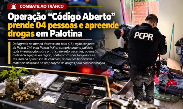 Operação “Código Aberto” prende 04 pessoas e apreende drogas em Palotina