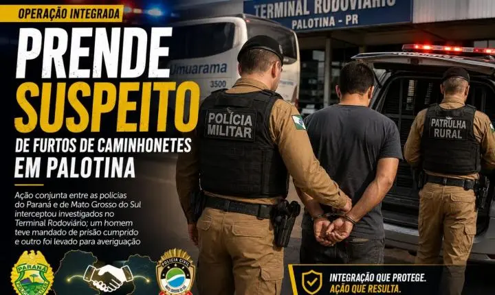 Operação integrada prende suspeito de furtos de caminhonetes em Palotina
