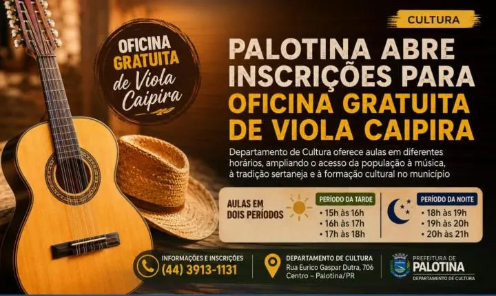 Palotina abre inscrições para oficina gratuita de Viola Caipira