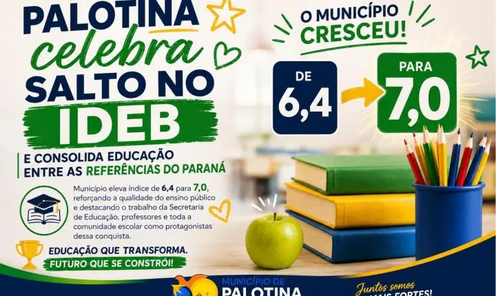 Palotina celebra salto no IDEB e consolida educação entre as referências do Paraná