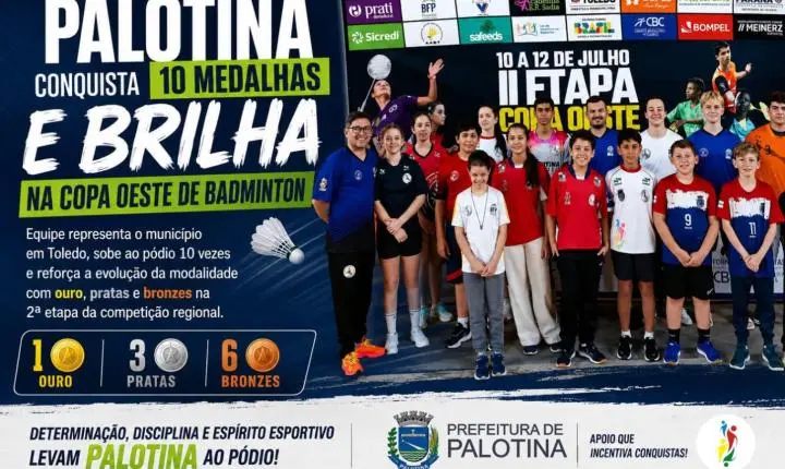 Palotina conquista 10 medalhas e brilha na Copa Oeste de Badminton