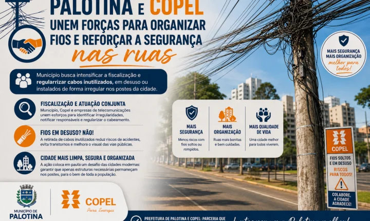 Palotina e Copel unem forças para organizar fios e reforçar a segurança nas ruas