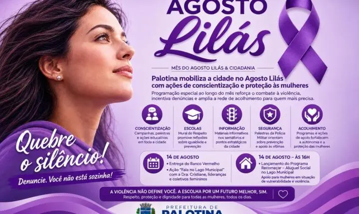 Palotina mobiliza a cidade no Agosto Lilás com ações de conscientização e proteção às mulheres