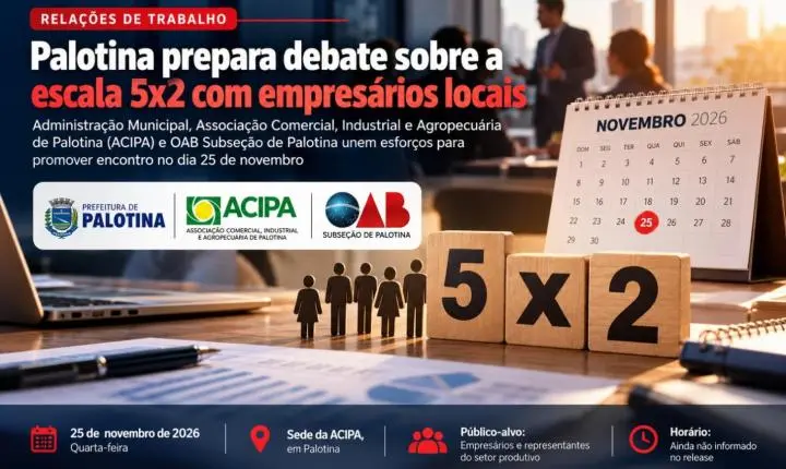 Palotina prepara debate sobre a escala 5x2 com empresários locais