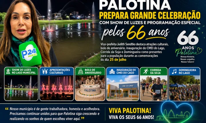 Palotina prepara grande celebração com Show de Luzes e programação especial pelos 66 anos