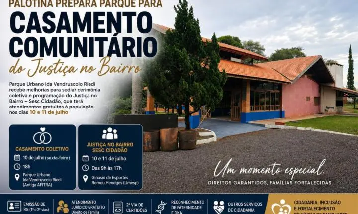 Palotina prepara Parque para casamento comunitário do Justiça no Bairro