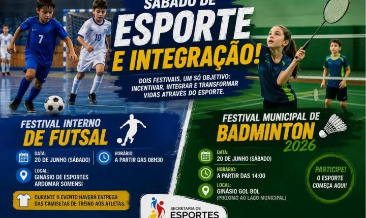 Palotina promove sábado de integração esportiva com festivais de Futsal e Badminton para crianças