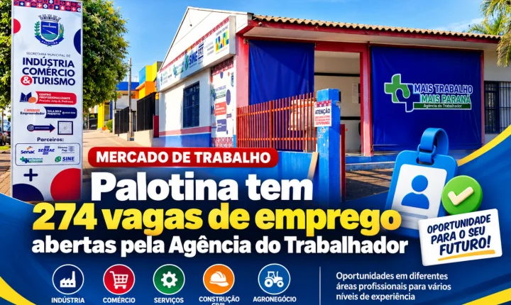 Palotina tem 274 vagas de emprego abertas pela Agência do Trabalhador