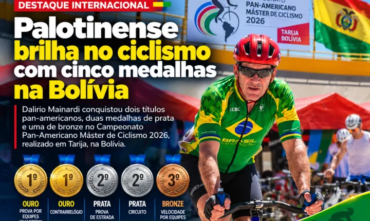Palotinense brilha no ciclismo com cinco medalhas na Bolívia