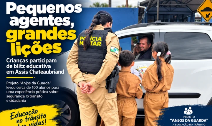 Pequenos agentes, grandes lições: crianças participam de blitz educativa em Assis Chateaubriand