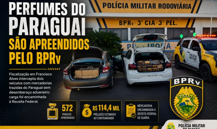 Perfumes do Paraguai são apreendidos pelo BPRv