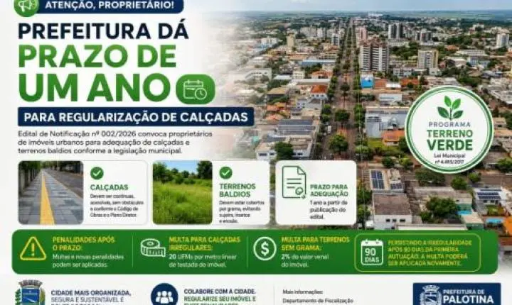 Prefeitura dá prazo de um ano para regularização de calçadas