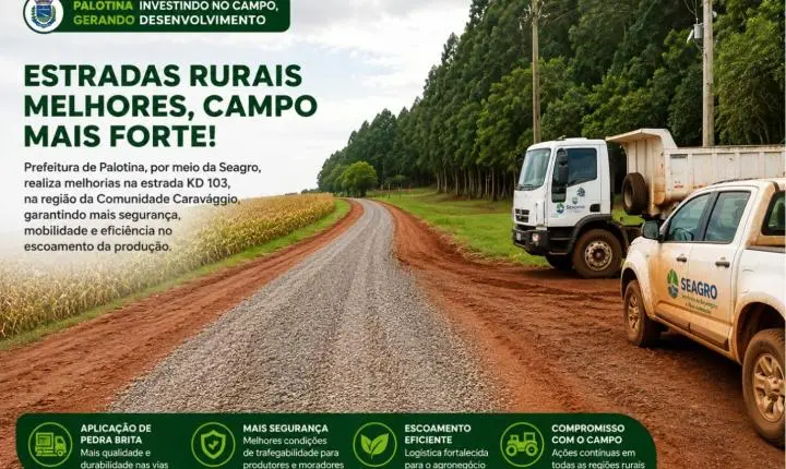 Prefeitura de Palotina melhora estradas rurais e fortalece o setor do agronegócio