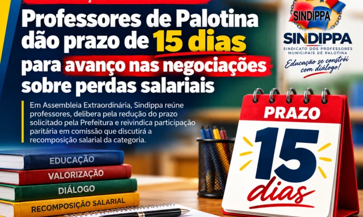 Professores de Palotina dão prazo de 15 dias para avanço nas negociações sobre perdas salariais