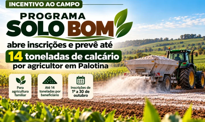 Programa Solo Bom abre inscrições e prevê até 14 toneladas de calcário por agricultor em Palotina