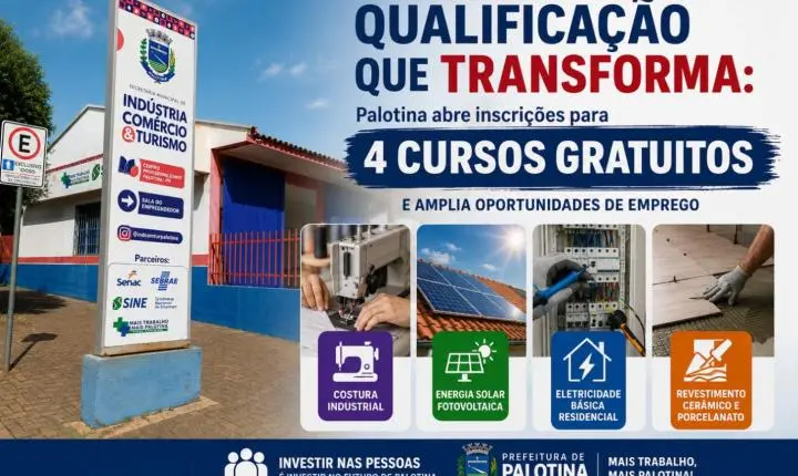 Qualificação que transforma: Palotina abre inscrições para quatro cursos gratuitos e amplia oportunidades de emprego