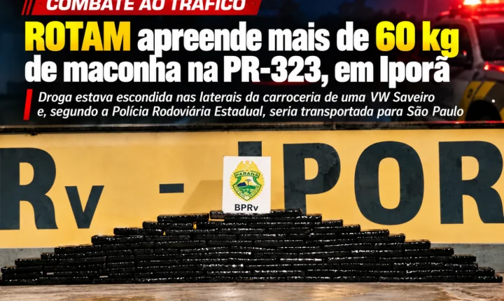 ROTAM apreende mais de 60 kg de maconha na PR-323, em Iporã