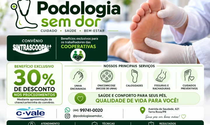 Saúde começa pelos pés: Sintrascoopa amplia acesso à podologia com desconto de 30%