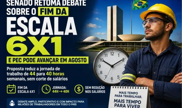 Senado retoma debate sobre o fim da escala 6x1 e PEC pode avançar em agosto