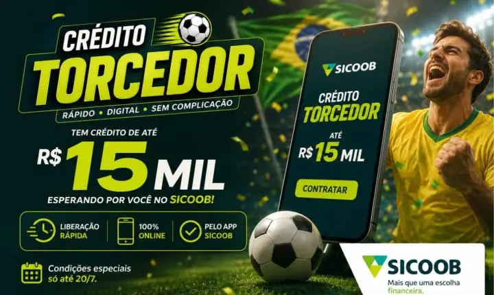 Sicoob aposta em crédito digital durante a Copa e libera até R$ 15 mil com contratação 100% online