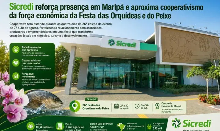 Sicredi reforça presença em Maripá e aproxima cooperativismo da força econômica da Festa das Orquídeas e do Peixe