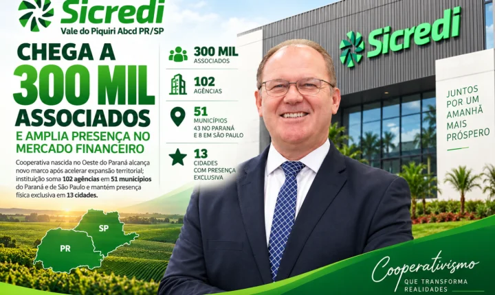 Sicredi Vale do Piquiri Abcd PR/SP chega a 300 mil associados e amplia presença no mercado financeiro
