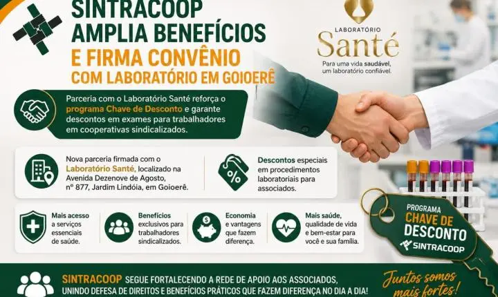 Sintracoop amplia benefícios e firma convênio com laboratório em Goioerê