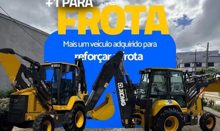 Terra Roxa amplia frota e reforça serviços urbanos com nova retroescavadeira