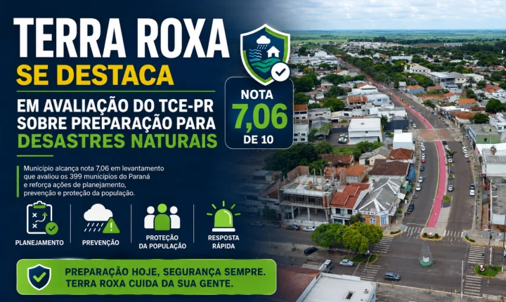 Terra Roxa se destaca em avaliação do TCE-PR sobre preparação para desastres naturais