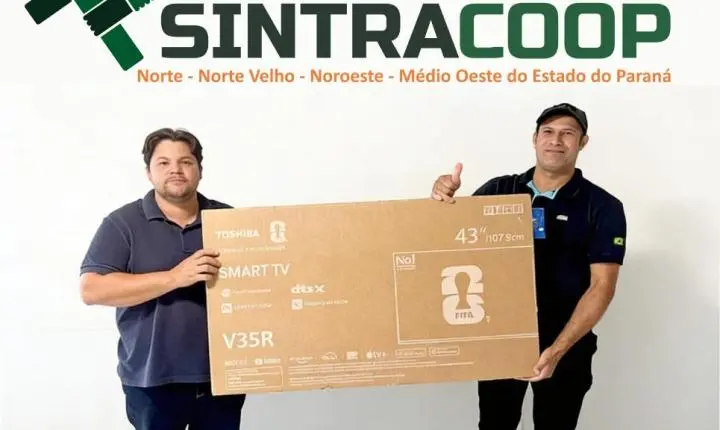 Trabalhador da C.Vale recebe Smart TV sorteada em congresso sindical