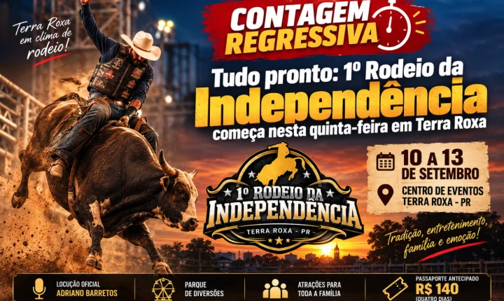 Tudo pronto: 1º Rodeio da Independência começa nesta quinta-feira em Terra Roxa