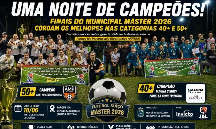 Uma noite de campeões: finais do Municipal Máster de Futebol Suíço movimentou Palotina