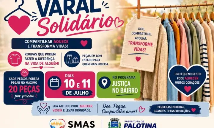 Varal Solidário mobiliza Palotina com doação de roupas e gesto de acolhimento no Justiça no Bairro