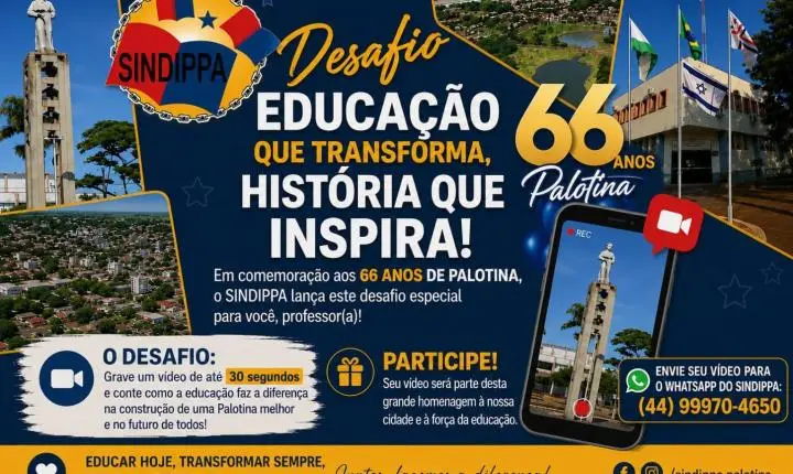 Vozes que constroem: SINDIPPA lança desafio para eternizar o legado da educação nos 66 anos de Palotina