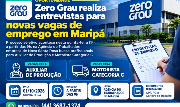 Zero Grau realiza entrevistas para novas vagas de emprego em Maripá